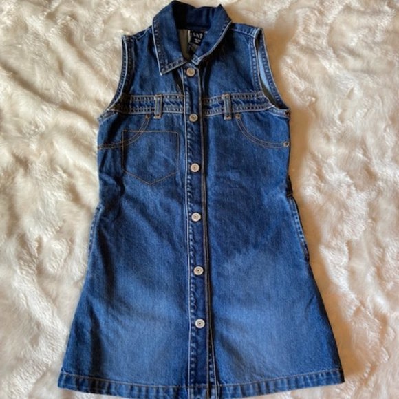 2/$55 Gap Blue Denim Sleeveless Dress Girl's Size 4 - Picture 1 of 12